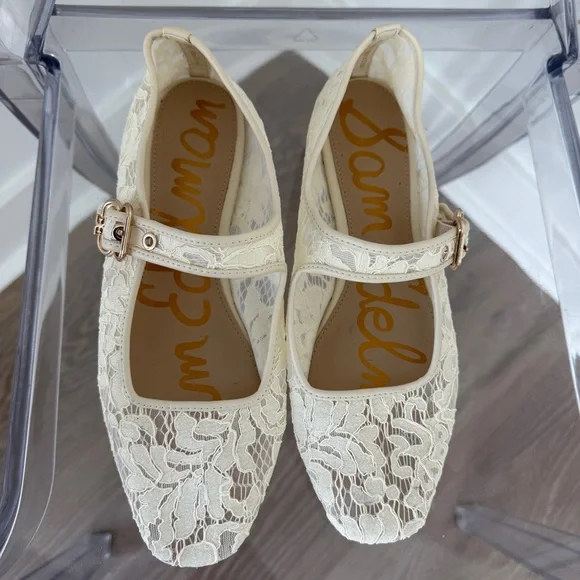 Sam Edelman Michaela Mary Jane Flat - Ivory Lace - Picture 3 of 5